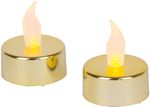 Sviečky MagicHome Vianoce, LED čajové, zlaté, na hrob, pohyblivý plameň, bal. 2 ks