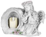 Decoration MagicHome, Praying Angel with Candle, 1xLED, polyresin, for grave, 28x13x21.5 cm