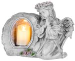 Decoration MagicHome Angel praying with a candle, LED, polyresin, for the grave, 28x13x21.5 cm