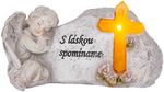 Decoration MagicHome, Angel with Cross, polyresin, for grave, solar, 20.5x11x11 cm