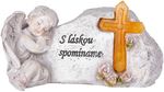 Decoration MagicHome, Angel with Cross, polyresin, for grave, solar, 20.5x11x11 cm