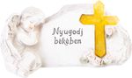 Decoration MagicHome, Angel with Cross, polyresin, for grave, solar, 20.5x11x11 cm