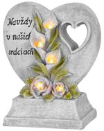 Decoration MagicHome, Heart with Text, polyresin, LED, for grave, solar, 16x8x15 cm