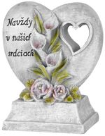 Decoration MagicHome, Heart with Text, polyresin, LED, for grave, solar, 16x8x15 cm