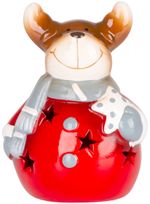 Dísz MagicHome karácsonyi, Mosolygós rénszarvas, LED, terrakotta, 8,5x8,2x12,5 cm