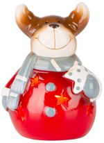 Dísz MagicHome karácsonyi, Mosolygós rénszarvas, LED, terrakotta, 8,5x8,2x12,5 cm