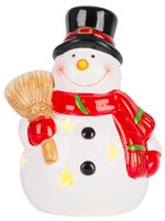 Decoration MagicHome Christmas, Smiling Snowman, LED, terracotta, 8.5x8.2x12.5 cm