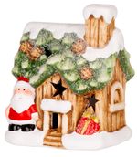 Decoration MagicHome Christmas, House with Santa, LED, terracotta, 10x8.3x12.2 cm