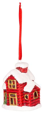 Decoration MagicHome Christmas, House, LED, terracotta, hanging, 5.5x5x7.2 cm