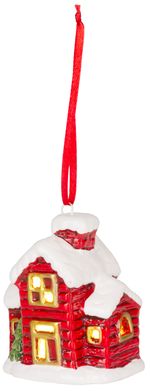 Decoration MagicHome Christmas, House, LED, terracotta, hanging, 5.5x5x7.2 cm