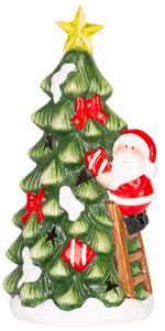 Decoration MagicHome Christmas, Tree with Santa, LED, terracotta, 11x8.7x21.8 cm