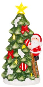Decoration MagicHome Christmas, Tree with Santa, LED, terracotta, 11x8.7x21.8 cm