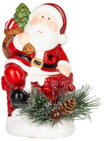 Decoration MagicHome Christmas, Santa with fir branches, LED, terracotta, 10x8.2x13.7 cm