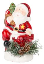 Decoration MagicHome Christmas, Santa with fir branches, LED, terracotta, 10x8.2x13.7 cm