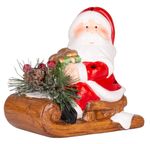Decoration MagicHome Christmas, Santa on sleigh, LED, terracotta, 12.6x8.5x11.5 cm