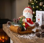 Decoration MagicHome Christmas, Santa on sleigh, LED, terracotta, 12.6x8.5x11.5 cm