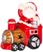 Decoration MagicHome Christmas, Santa with train, LED, terracotta, 10.3x6.3x10.7 cm