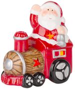 Decoration MagicHome Christmas, Santa with train, LED, terracotta, 10.3x6.3x10.7 cm