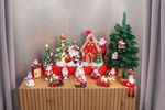 Decoration MagicHome Christmas, Santa with train, LED, terracotta, 10.3x6.3x10.7 cm