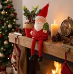 Decoration MagicHome Christmas, Santa with flowerpot, terracotta, 12.6x9.3x24 cm