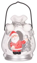 Decoration MagicHome Christmas, Santa in package, LED, terracotta, 9.8x8.8x12.8 cm