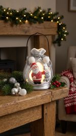 Decoration MagicHome Christmas, Santa in package, LED, terracotta, 9.8x8.8x12.8 cm