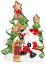 Decoration MagicHome Christmas, Tree with Santa, LED, terracotta, 2xAAA, 27.3x11x34 cm