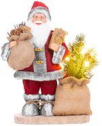 Decoration MagicHome Christmas, Santa with bag and tree, LED, 3xAAA, 30 cm