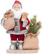 Decoration MagicHome Christmas, Santa with bag and tree, LED, 3xAAA, 30 cm