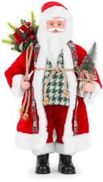 Dekorácia MagicHome Vianoce, Santa s taškou s darčekmi a stromčekom, 46 cm