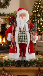 Decoration MagicHome Christmas, Santa with bag of gifts and tree, ceramic, 46 cm