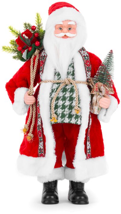 Decoration MagicHome Christmas, Santa with bag of gifts and tree, ceramic, 46 cm
