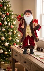 Dekorácia MagicHome Vianoce, Santa s darčekmi, 60 cm