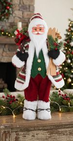 Decoration MagicHome Christmas, Santa with skis, 80 cm