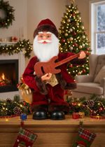 Decoration MagicHome Christmas, Santa with guitar, 3xAAA, 35 cm, playing music