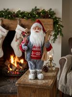 Dekorácia MagicHome Vianoce, Santa stojaci, s lyžami, 60 cm