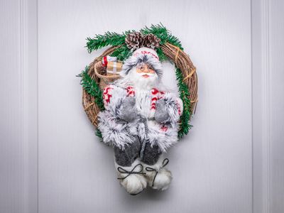 Decoration MagicHome Christmas, Santa sitting in wreath, wreath, 30 cm