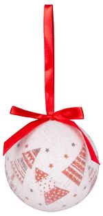 Balls MagicHome Christmas, with trees, 6 pcs, 7.5 cm, red/white, for Christmas tree