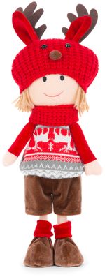 Decoration MagicHome Christmas, Boy with red-grey hat, 42 cm