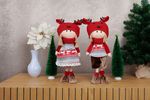 Decoration MagicHome Christmas, Girl with red-grey hat, 42 cm