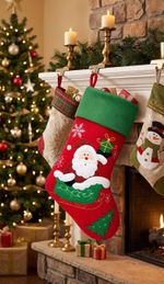Decoration MagicHome Christmas, Stocking with Santa, 41 cm