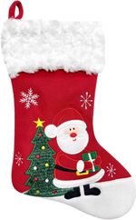 Decoration MagicHome Christmas, Stocking with Santa, red, 41 cm