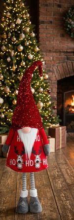 Figure MagicHome Christmas, Gnome, fabric, red, 32x22x130 cm