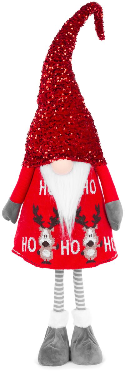 Figurine MagicHome Christmas, Gnome, fabric, red, 32x22x130 cm