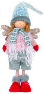 Figurine MagicHome Christmas, Little boy angel with red shoes, pink-green, 17x10x64 cm