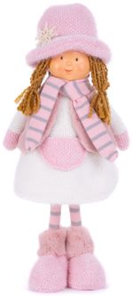Figure MagicHome Christmas, Girl with a pink hat, pink, fabric, 16x10x36 cm