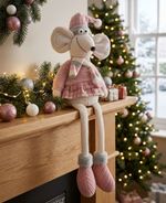 Figure MagicHome Christmas, Mouse girl with long legs, pink, fabric, 20x18x69 cm
