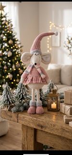Figure MagicHome Christmas, Mouse girl, pink, fabric, 19x17x59 cm