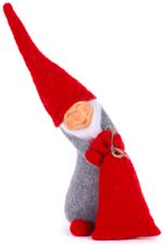 Figure MagicHome Christmas, Gnome with a sack, red, fabric, 13x10x43 cm