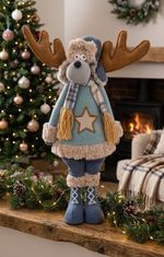 Figure MagicHome Christmas, Reindeer boy in a blue sweater, fabric, 24x18x55 cm